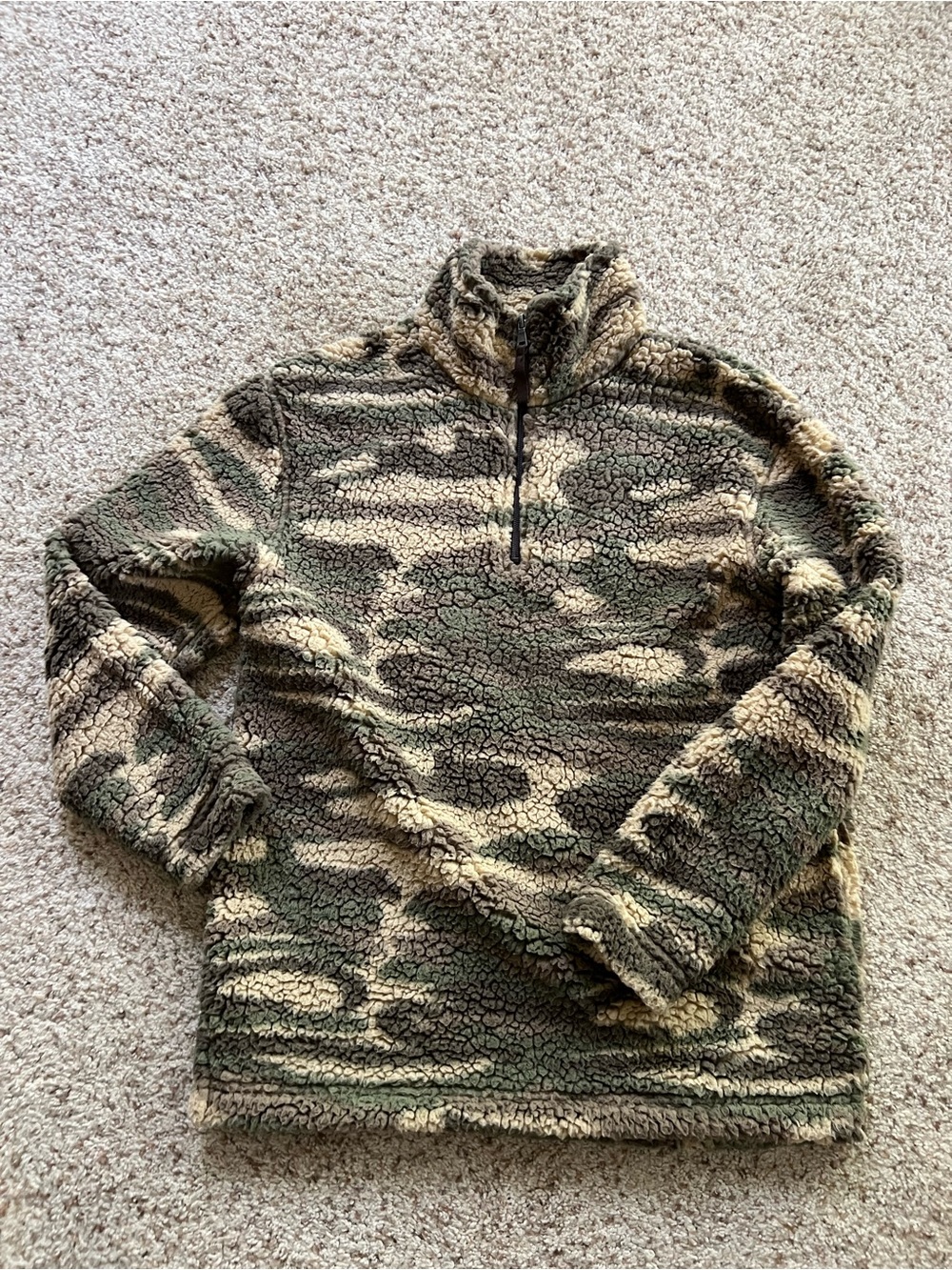 Women’s Boxercraft Camo Sherpa Quarter-Zip Pullover - Green fleece